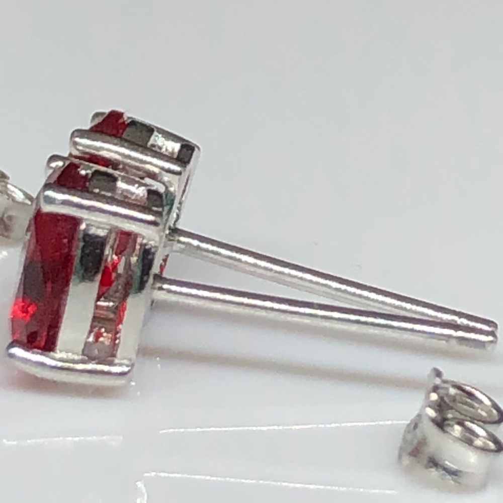 925 Lab Created 0val Ruby Studs - image 2